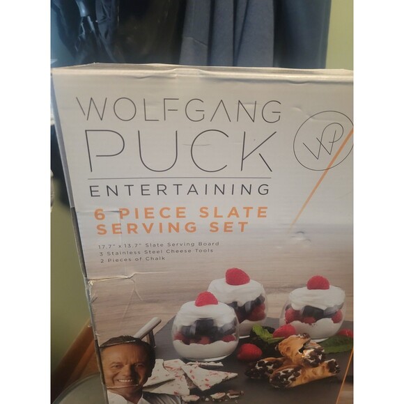 NIB Wolfgang Puck Slate Tray with 3 Cheese Knives Charcuterie Set - Picture 4 of 10